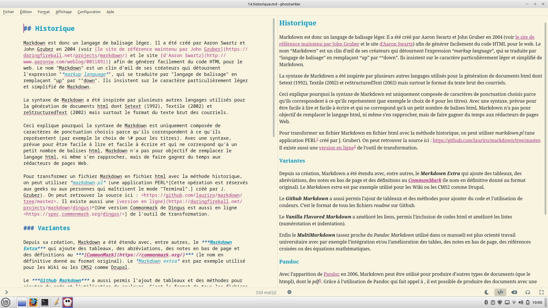 Ghoswriter en mode prévisualisation