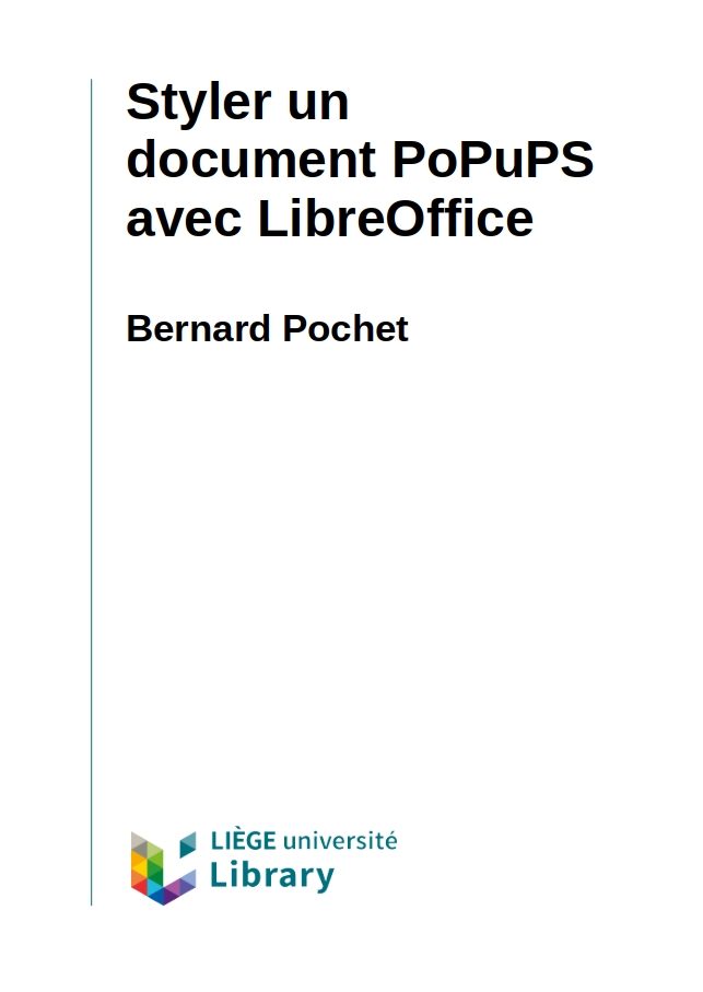 Page couverture de Styler un document PoPuPS avec LibreOffice